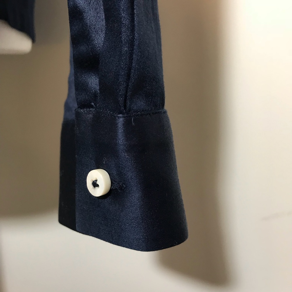 [Alice Roi] Silk Navy Blue Button Down Shirt - Picture 4 of 7